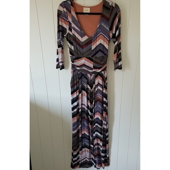 Anthropologie Maeve Maxi Dress Size Medium Purple Pink Boho Novela Chevron - Picture 5 of 14